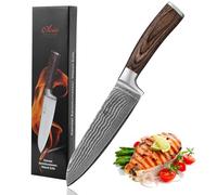 Wakoli EDIB Santoku Knife, Professional Damascus Kitchen Chef's Knife Made from 67 Layers Damascus Steel with VG10 Core, Damascus Knife with Ergonomic Pakkawood Handle in Luxury Gift Box