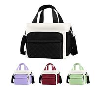 WAKOSAN Women's Insulated Lunch Box Bag - Stylish Tote Design, Leakproof Waterproof Lunch Cooler, Large Lunch Tote Bags for Work Commute & Dates (White-Black)