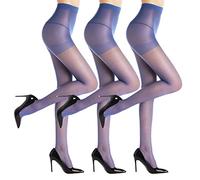 WAKUNA 3 Pairs Women's Sheer Tights - 20D Control Top Nylon Pantyhose with Reinforced Toes (Blue, M)