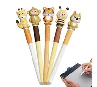 Wakuuea 5 Pcs Erasable Pens, Blue Rub Out Pens Gel i-nk Eraser Pen w i-th Cute Cartoon Animal Cap, 0.7 Mm Erasable Gel Pen For Kids Adults Writing Drawing School Office Stationary Supplies