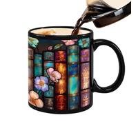 Wakuuea Bookshelf Coffee Mug | 330ml Novelty Coffee Drinkware,Ceramic Tea Cup with Handle,for Women Men Reader Librarian Tea Beverage Milk Cafe Kitchen Restaurant