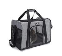 Wakytu Cat Carrier, Airline Approved, Soft-Sided, Foldable, for Cats and Small Dogs, with Removable Pad and Shoulder Strap (M, Gary)