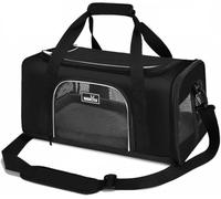 Wakytu Cat Carrier, Airline Approved, Soft-Sided, Foldable, for Cats and Small Dogs, with Removable Pad and Shoulder Strap (S, Black)