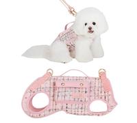 Wakytu Dog Lift Harness Dog Carrier Dog VES Harness Adjustable Dog Leash with Small Puppy Treat Bag（Pink,L）