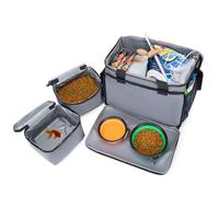wakytu Dog Travel Bag, Airline Approved Tote Organizer for Dogs Stores All Your Dog Accessories, Includes 2 Food Storage Containers, 2 Foldable Bowls(M)