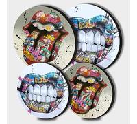 Walarky Banksy Street Art Round Metal Hob Covers 4-Piece Stove Plate Cooker Hob Covers for Electric Cookers Top Burner Gas Range Oven Protector Kitchen Tools Accessories Modern Cooktop Kitchen Decor