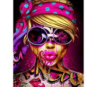 Walarky Colorful Paint by Number for Adults American Style Girl DIY Oil Painting Kits on Canvas with Brushes and Acrylic Pigment Red lips Picture for Home Wall Decor 16x20inch (Frameless)