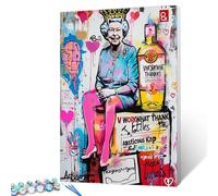 Walarky Funny Graffiti Paint by Number for Adults Street Pop Art DIY Oil Painting Kits on Canvas with Brushes and Acrylic Pigment Creative Portraits Picture for Home Wall Decor 16x20inch (Frameless)