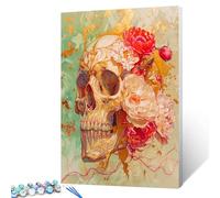 Walarky Holy Skull Paint by Numbers for Adults DIY Digital Oil Painting Kits Canvas with Brushes Acrylic Pictures Home Decor Gifts Modern Abstract Mexico Art Painting Picture 16x20inch DIY Frame