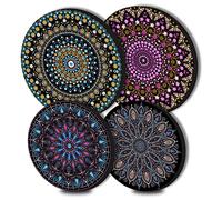 Walarky Round Metal Hob Covers Mandala 4-Piece Stove Plate Cooker Hob Covers for Electric Cookers Top Burner Gas Range Oven Protector Kitchen Tools Accessories Modern Cooktop Kitchen Decor