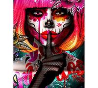 Walarky Terror Girl Paint by Number for Adults Don't Talk Diy Gift Oil Painting Kits on Canvas with Brushes and Acrylic Pigment Gothic Style Colorful Picture for Home Wall Decor 16x20inch (Frameless)