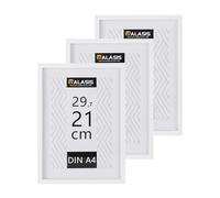 Walasis Picture Frame A4 White Frame: Set of 3 Picture Frames DIN A4 MDF Wood Photo Frame 21 x 29.7 cm Wooden Frame