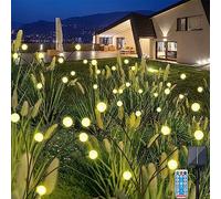 WALCHO Firefly Solar Garden Lights, 4 Pack 6 LED 1200mAh(Powered by 1 Solar), Swaying Solar Lights Outdoor, 8 Modes IP65 Waterproof Firefly Lights Outdoor Decor for Garden,Yard,Pathway- Warm White