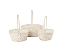 Wald Imports White Bamboo Decorative Storage Basket, Set of 3