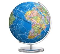 Waldauge 13 Inch Illuminated World Globe, LED Constellation | Heavy Metal Base, Plug-in E14 LED Light, 88 Constellations, Kids Learning Tool, Desk & Classroom Decor