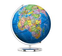 Waldauge Illuminated World Globe with Stand, 13" Earth Globes with Stable Heavy Metal Base for Kids Classroom Learning, LED Globe Night Light with HD Printed Map