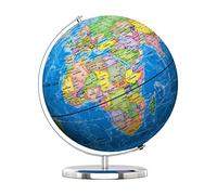 Waldauge Illuminated World Globe with Stand, 13" Earth Globes with Stable Heavy Metal Base for Kids Classroom Learning, LED Constellation Globe Night Light with HD Printed Map