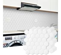 WalDecoo 10-Sheet Hexagon Peel and Stick Backsplash for Kitchen, New Upgrade Premium Extra Thicker Design 3D Self Adhesive Wall Tiles, Large Stick on Tiles for Kitchen and Bathroom (12" x 12")
