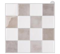 WalDecoo Square Stick on Tiles for Kitchen, 3D Mosaic Tile Stickers, Pack of 10 Peel and Stick Wall Tiles Backsplash, Khaki Transfers Tile Stickers for Kitchen and Bathroom (9"x9")