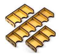 Waldfelsen 1 Wooden Playing Card Holder with 6 Compartments and 2 Card Holders with 3 Compartments for Cards in Size 44 x 68 mm Suitable for Settlers, Light Brown