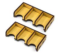 Waldfelsen® 2 Wooden Playing Card Holders with 3 Compartments, Natural, Rustic, Card Holder, Settlers, Brown
