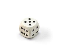 Waldfelsen Single Colourful Wooden Dice Eye Cube Made of Wood in 20 Freely Configurable Game Material Accessories Cube 16 mm W6 D6 Standard Size Knobel Dice 6-Sided (White/Black)
