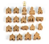 Waldfelsen® Toy Figures Suitable for Carcassonne - 8 Meeple and 11 Special Figures for the Basic Game, the 10 Expansions and the Minis 2 and 6 (Colour: Blank)
