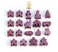 Waldfelsen® Toy Figures Suitable for Carcassonne - 8 Meeple and 11 Special Figures for the Basic Game, the 10 Expansions and the Minis 2 and 6 (Colour: Purple)