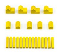 Waldfelsen Wooden Figurines in Various Special Colours: 4 Cities, 5 Settlements and 15 Streets Suitable for The Settlers (Colour: Yellow)