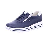 Waldläufer H-Lana 758009 200 194 Navy Leather Womens Wide Fit Lace/Zip Up Trainers 5