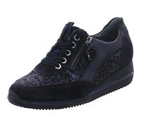 Waldläufer Women's Trainers Shoes Himona Lace Up Leather Combination Sport Low Shoes Animal Print Blue Zip Comfortable, blue, 7 UK