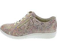 Waldlaufer 634007 164 264 K-Ira Ladies Wide Pink Nubuck Arch Support Zip & Lace Trainers
