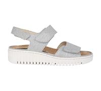 Waldlaufer 955001 100 211 H-Willow Ladies Wide Silver Leather Arch Support Touch Fastening Sandals