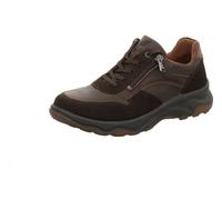 Waldlaufer H-Max Men's Dark Brown Leather and Suede Wide fit Walking Shoes with Zip