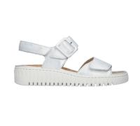 Waldlaufer Willow 955004 White Metallic Womens Low Wedge Adjustable Sandals