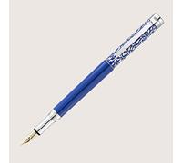 WaldMann XETRA VIENNA Fountain Pen with Gold Nib EF Lacquer Blue with Hand Engraving - Special Edition Select Nib Size Medium (M)