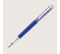 WaldMann XETRA VIENNA Fountain Pen with Steel Nib EF Lacquer Blue with Hand Engraving - Special Edition Select Nib Size Medium (M)