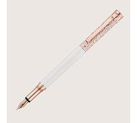 WaldMann XETRA VIENNA LADY Fountain Pen with Stainless Steel Nib EF Lacquer White with Hand Engraving Rose Gold Select Nib Size Wide (B)