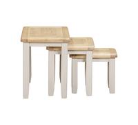 waldorf wooden nest of 3 tables in oak and white