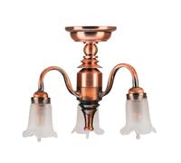 Waldosia 1:12 Scale Miniature 12 Volts Chandelier - 3-Arm Tulip Shade Dollhouse Ceiling Light Fixture (Copper)