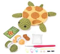 WaldyWop Crochet Kit for Beginners - Easy to Follow Tutorials, Ergonomic Hook & Tangle-Free Yarn, Complete DIY Craft Set for Girls 8-12 & Women, Stress Relief & Home Decor (Turtle Coaster)