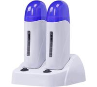 Walee Roller Wax Warm Machine, Single & Double Cartridge Heater Depilatory Wax Warmer Waxing Kit for Hair Removal Cartridge- Melting Waxing Machine with Base (Double Cartridge, Blue)
