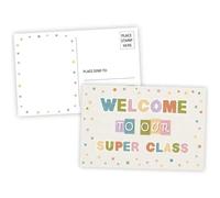 WALENGIF Teacher Postcards for Students - 30Pcs Boho Back to School Postcards for Kids Students from Teacher Welcome to Our Super Class Postcard Preschool Kindergarten Postcard Gifts for Teachers