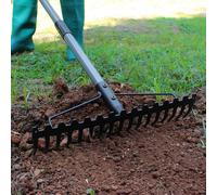 Walensee 5.4Ft Heavy Duty Stainless Steel Bow Rake With 17 Tines For Soil And Leaf Gathering