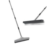 Walensee Carpet Rake for Pet Hair Removal, 2-in-1 Rubber Broom & Carpet Brush with Adjustable Long Handle, Pet Hair Remover for Carpet, Rug, Stairs, Mats & Hard Floor, Reusable Fur Cleaning Tool