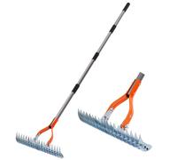 Walensee Heavy Duty Thatch Rake Steel 15 Inch for Cleaning Dead Grass Yard Garden Durable Soil Lawn Thatch Rake in Orange Walensee Orange