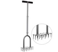 Walensee Manual Lawn Aerator With 15 Spikes And Pre Assembled Metal Frame For Grass And Garden Soil, Soil Aerating Tool