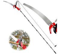 Walensee Telescopic Tree Pruner 2-in-1 Long Reach Loppers & Saw, 4.3 M Extendable Pole Tree Trimmer with Steel Blade, Branch Cutter, Lightweight High-Strength Handles for Easy Garden Tree Care