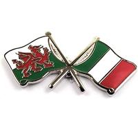 Wales and Italy Flag Friendship lapel pin badge + FREE World Flags Sticker