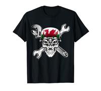 Wales Biker Skull Motorcycle Flag Welsh T-Shirt